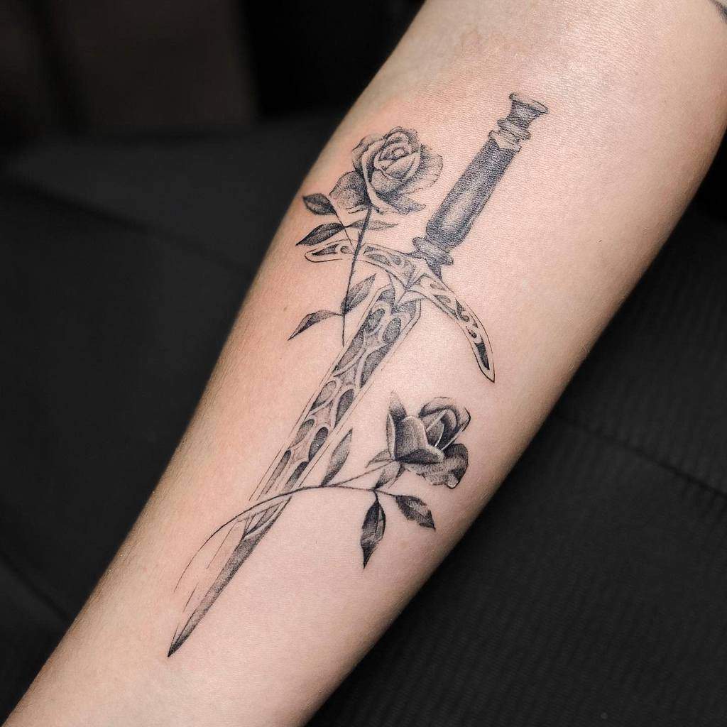 Single Needle tattoo example